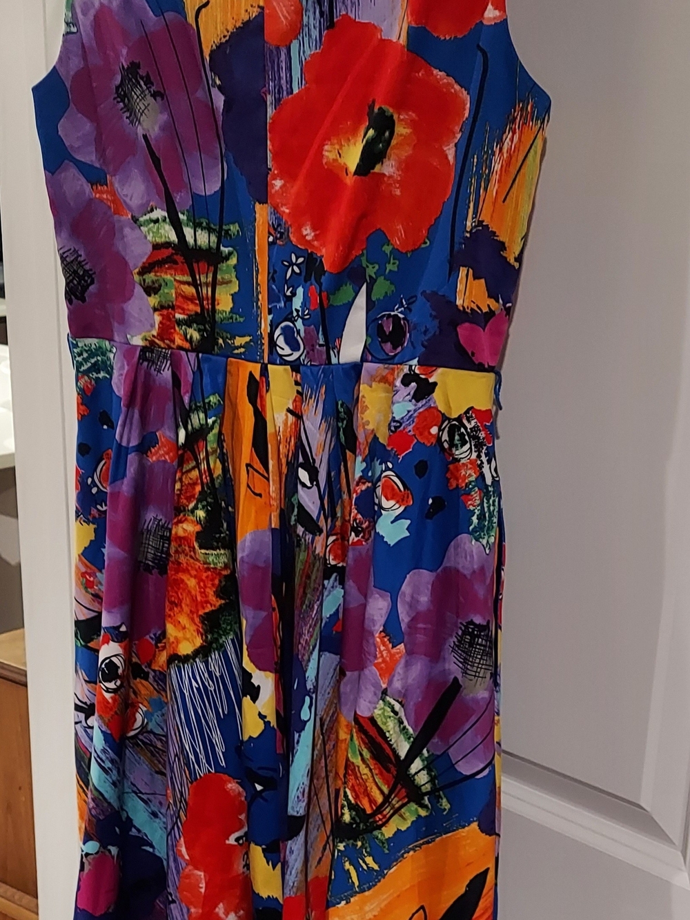 Sleeveless Floral Print A-Line Dress in Multicolor Size 6